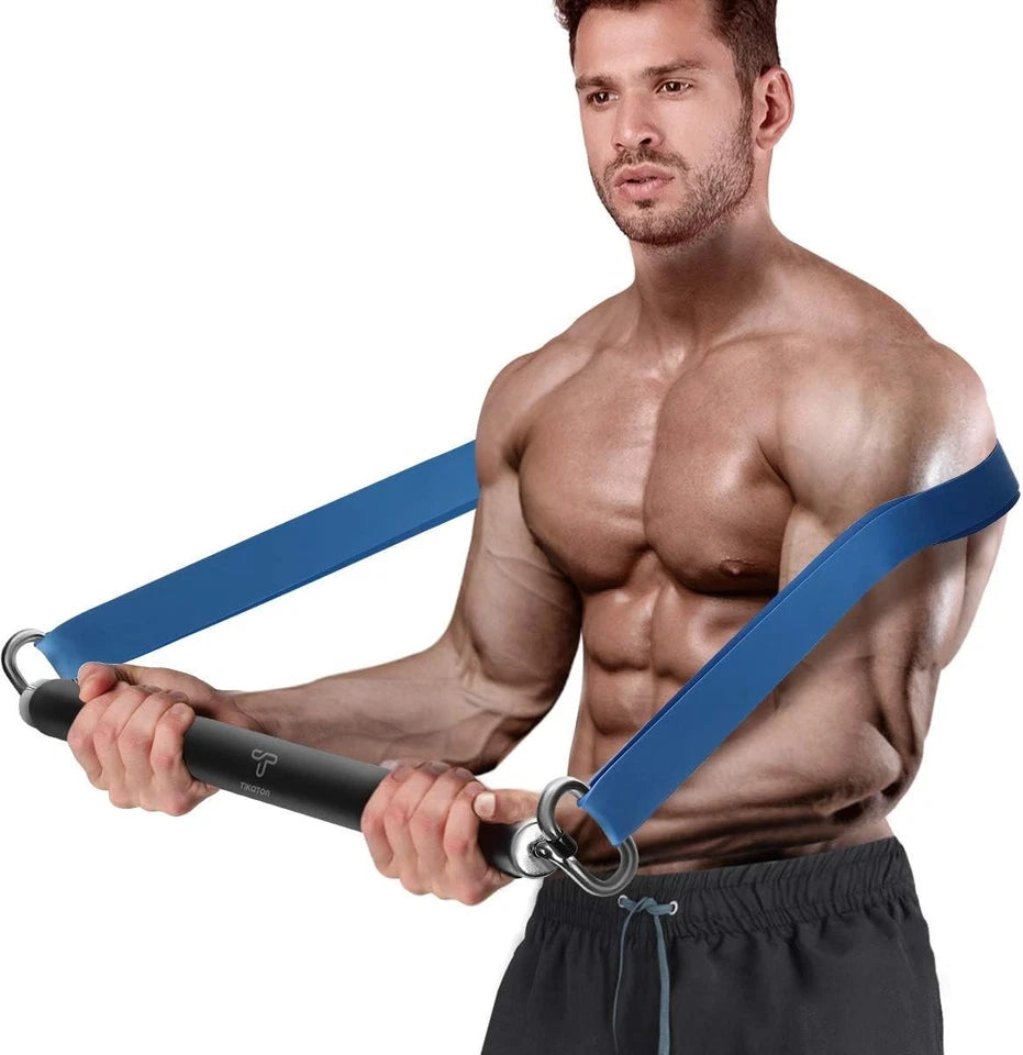 Portable Resistance Bands Bar Set 210lbs Tikaton Full Body Workout Equipment Kit
